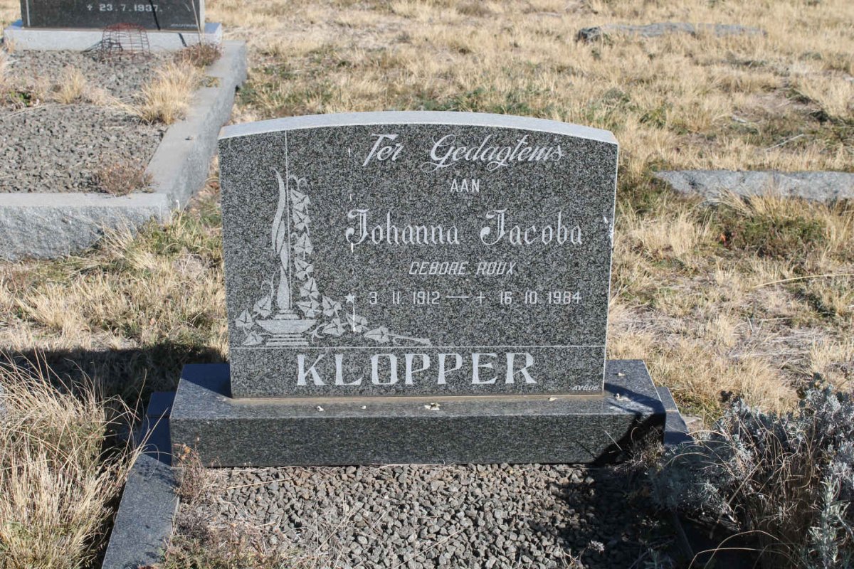 KLOPPER Johanna Jacoba nee ROUX 1912-1984