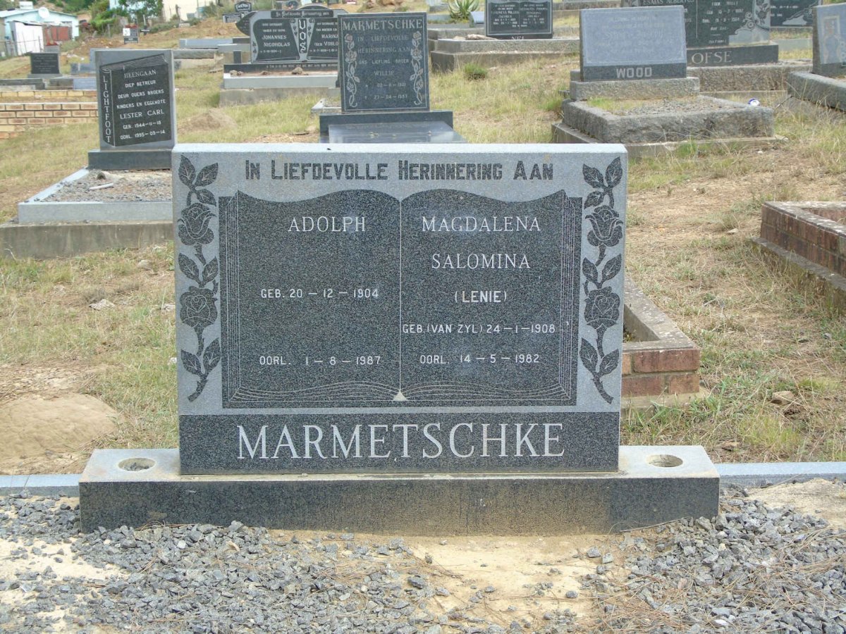 MARMETSCHKE Adolph 1904-1987 &amp; Magdalena Salomina VAN ZYL 1908-1982