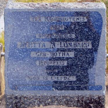 LOMBARD Aletta M. nee BOTHA 1870-1933