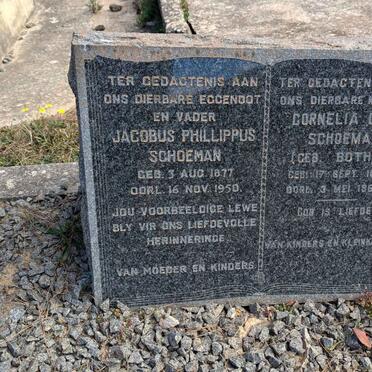SCHOEMAN Jacobus Phillipus 1877-1950 & Cornelia D.L. BOTHA 1889-1965