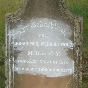 ROUX Johan Paul Werndly 1850-1878