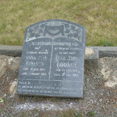 GOOSEN Izak Zirk 1871-1948 &amp; Anna C.J. 1885-1963