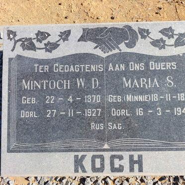 KOCH Mintoch W.D. 1870-1927 &amp; MINNIE Maria S. 1876-1944