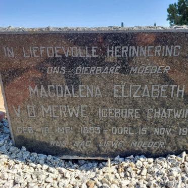 MERWE Magdalena Elizabeth, van der nee CHATWIND 1883-1938