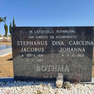 BOTHMA Stephanus Jacobus 1891-1987 &amp; Dina Carolina Johanna 1903-