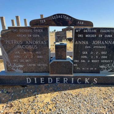DIEDERICKS Petrus Andrias Jacobus 1921-1992 &amp; Anna Johanna OPPERMAN 1902-1986
