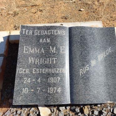 WRIGHT Emma M.E. nee ESTERHUIZEN 1907-1974
