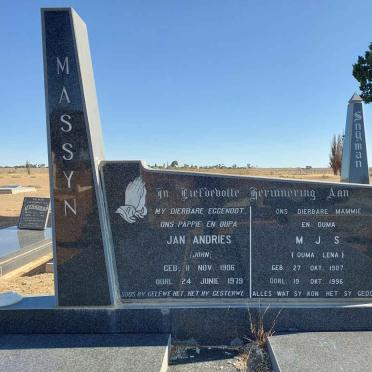MASSYN Jan Andries 1906-1979 &amp; M.J.S. 1907-1996