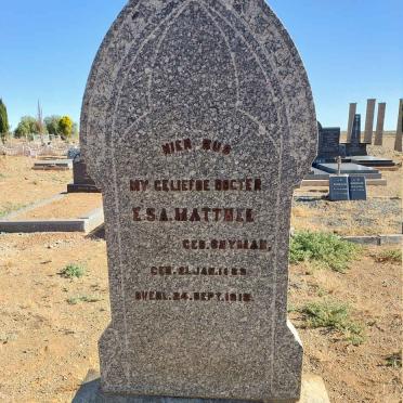 MATTHEE E.S.A. nee SNYMAN 1889-1918