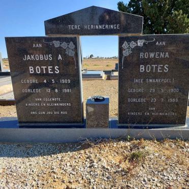 BOTES Jakobus A. 1909-1981 &amp; Rowena SWANEPOEL 1900-1989