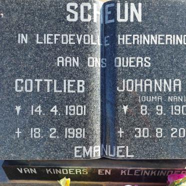 SCHEUN Gottlieb 1901-1981 &amp; Johanna P.F. 1906-2000