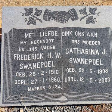 SWANEPOEL Frederick H.W. 1910-1960 &amp; Catharina J. 1908-2003