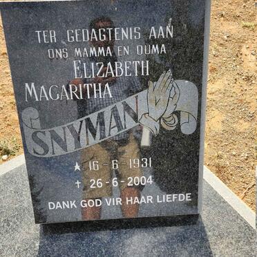 SNYMAN Elizabeth Magaritha 1931-2004