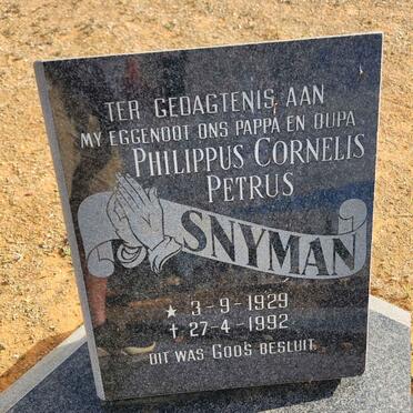 SNYMAN Philippus Cornelis Petrus 1929-1992
