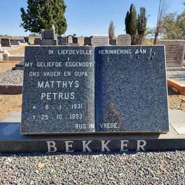 BEKKER Matthys Petrus 1931-1993