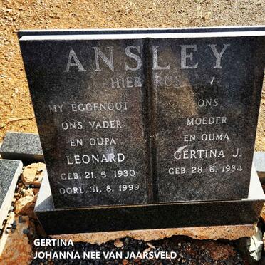 ANSLEY Leonard 1930-1999 & Gertina J. 1934-