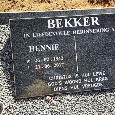 BEKKER Hennie 1942-2017