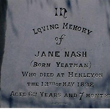 NASH Jane nee YEATMAN -1892