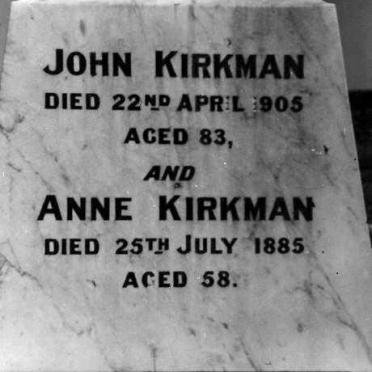 KIRKMAN John -1905 &amp; Anne NASH -1885