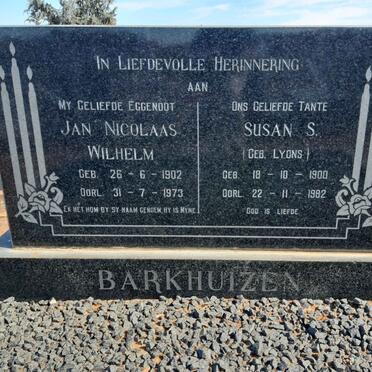 BARKHUIZEN Jan Nicolaas Wilhelm 1902-1973 &amp; Susan S. LYONS 1900-1982