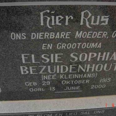 BEZUIDENHOUT Elsie Sophia nee KLEINHANS 1915-2000