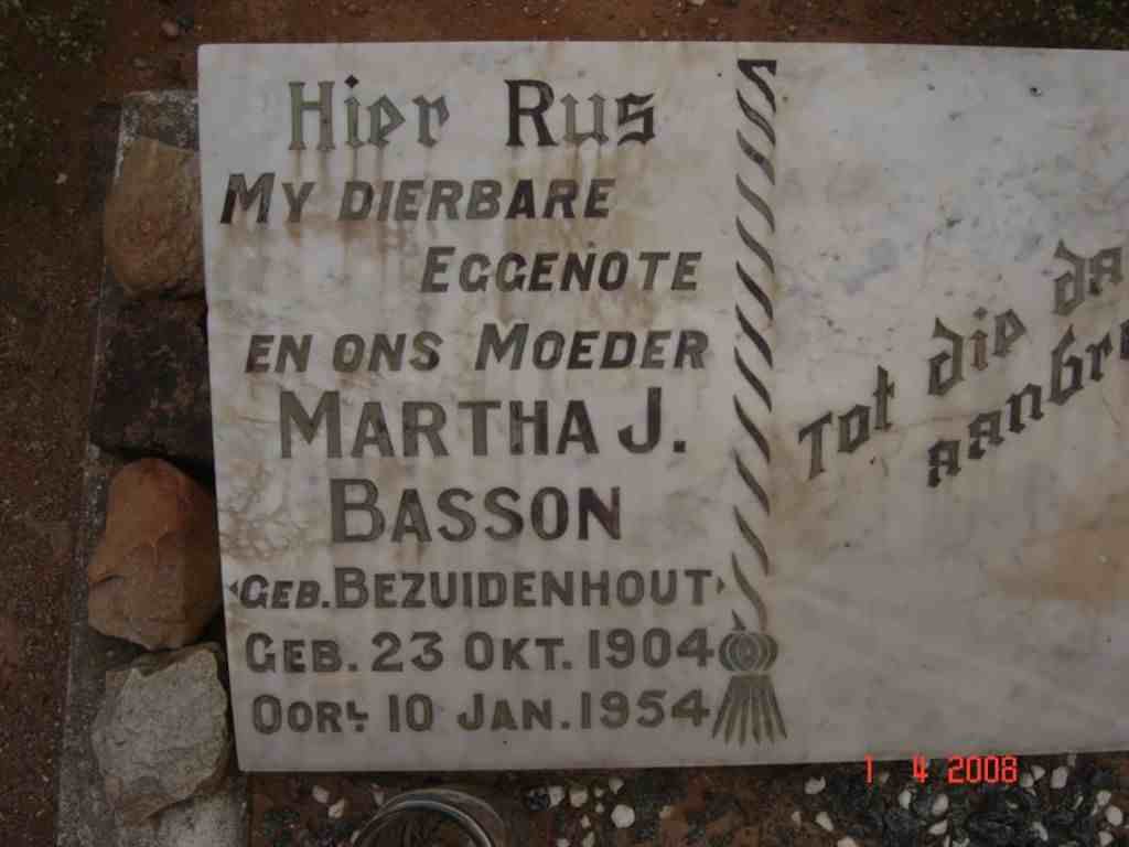 BASSON Martha J. nee BEZUIDENHOUT 1904-1954