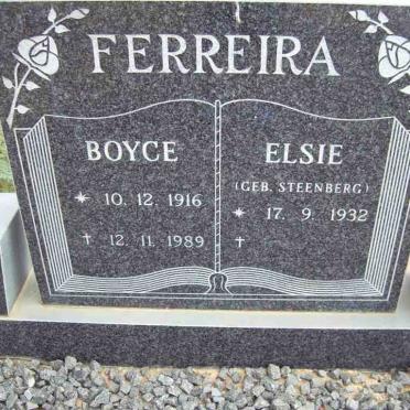 FERREIRA Boyce 1916-1989 &amp; Elsie STEENBERG 1932-