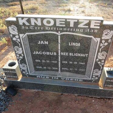 KNOETZE Jan Jacobus 1934-2006 & Linda BLIGNAUT 1942-2023