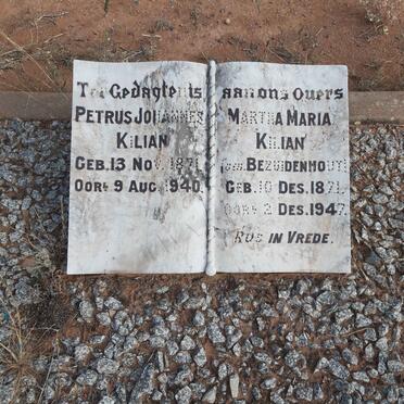 KILIAN Petrus Johannes 1871-1940 &amp; Martha Maria BEZUIDENHOUT 1871-1947