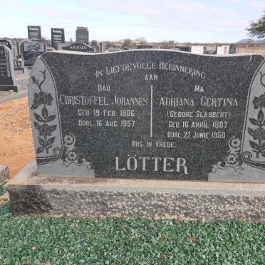 LÖTTER Christoffel Johannes 1886-1957 &amp; Adriana Gertina SLABBERT 1887-1950