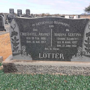 LÖTTER Christoffel Johannes 1886-1957 &amp; Adriana Gertina SLABBERT 1887-1950