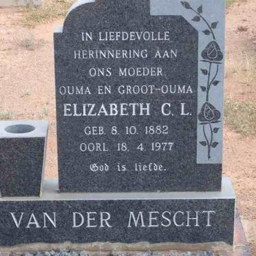 MESCHT Elizabeth C.L., van der 1882-1977