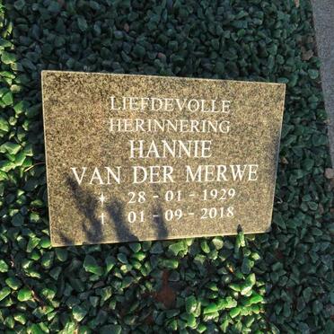 MERWE Hannie, van der 1929-2018