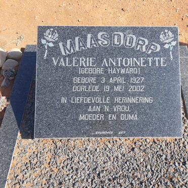 MAASDORP Valerie Antoinette nee HAYWARD 1927-2002