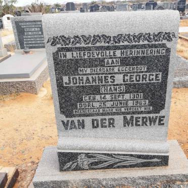 MERWE Johannes George, van der 1901-1963
