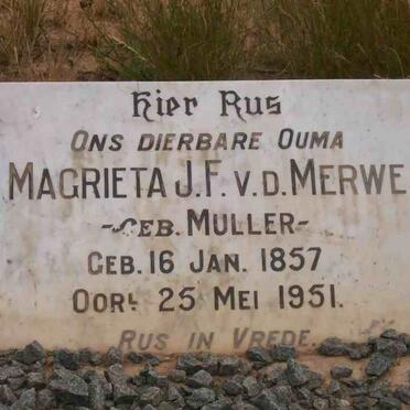 MERWE Magrieta J.F., v.d. nee MULLER 1857-1951