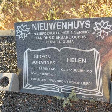 NIEUWENHUYS Gideon Johannes 1940-2011 & Helen 1950-