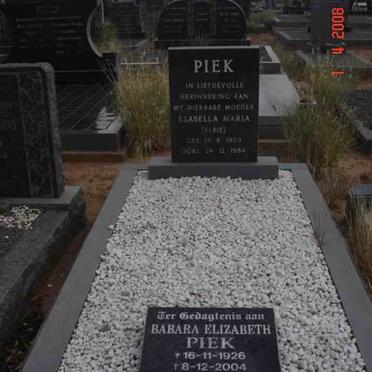 PIEK Esabella Maria 1903-1984 :: PIEK Babara Elizabeth 1926-2004