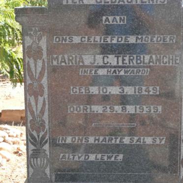 TERBLANCHE Maria J.C. nee HAYWARD 1849-1939