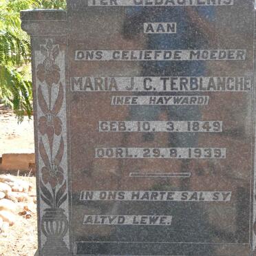 TERBLANCHE Maria J.C. nee HAYWARD 1849-1939