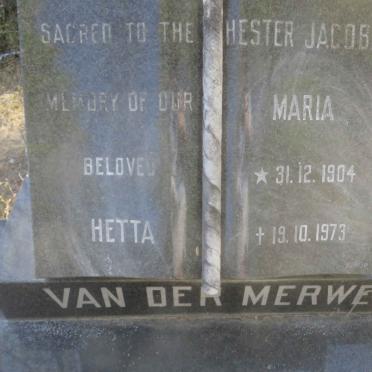 MERWE Hester Jacoba Maria, van der 1904-1973