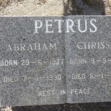 PETRUS Abraham 1927-1990 &amp; Chrissie 1931-1992