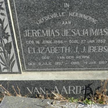 AARDT Jeremias Jesaja, van 1885-1952 &amp; Elizabeth J.J. VAN MERWE 1897-1967