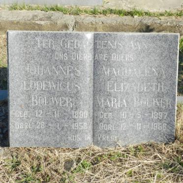 BOUWER Johannes Lodewicus 1890-1958 &amp; Magdalena Elizabeth Maria 1897-1966