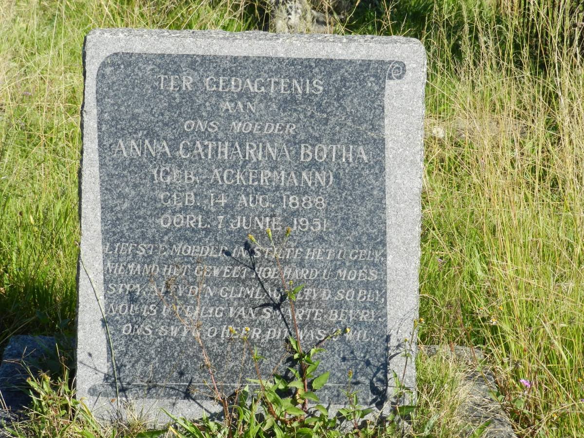 BOTHA Anna Catharina nee ACKERMANN 1888-1951