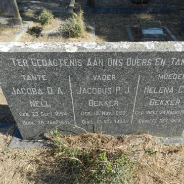 BEKKER Jacobus P.J. 1858-1928 &amp; Helena C.P. NELL 1857-1938 :: NELL Jacoba D.A. 1854-1941