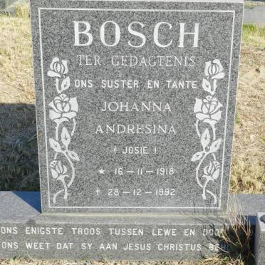 BOSCH Johanna Andresina 1918-1992