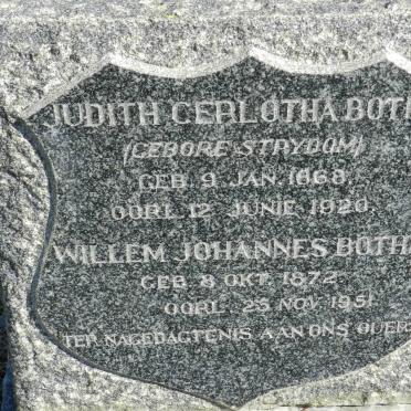 BOTHA Willem Johannes 1872-1951 &amp; Judith Cerlotha STRYDOM 1868-1920