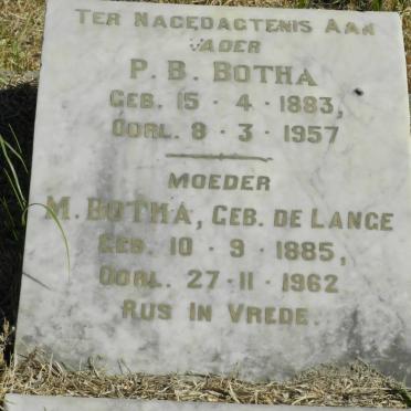 BOTHA P.B. 1883-1957 &amp; M. DE LANGE 1885-1962