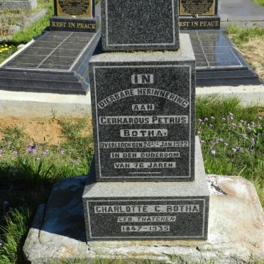 BOTHA Gerhardus Petrus -1922 &amp; Charlotte C. THATCHER 1847-1935